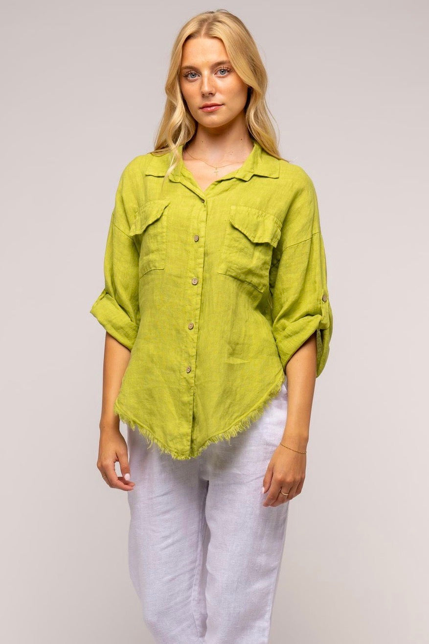 LO Fringe Trim Shirt French Linen