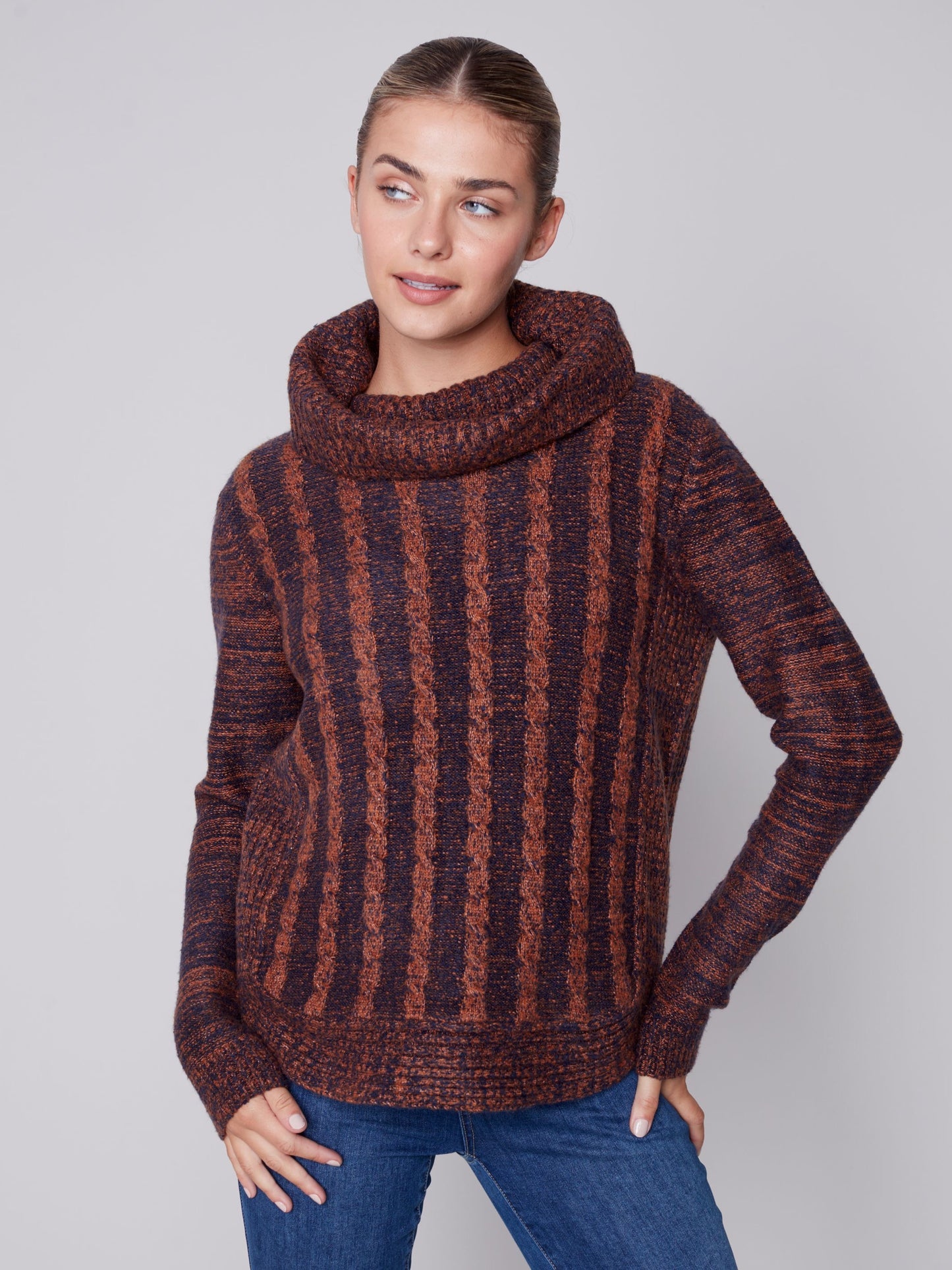 CB Cable Knit Two Tone Sweater
