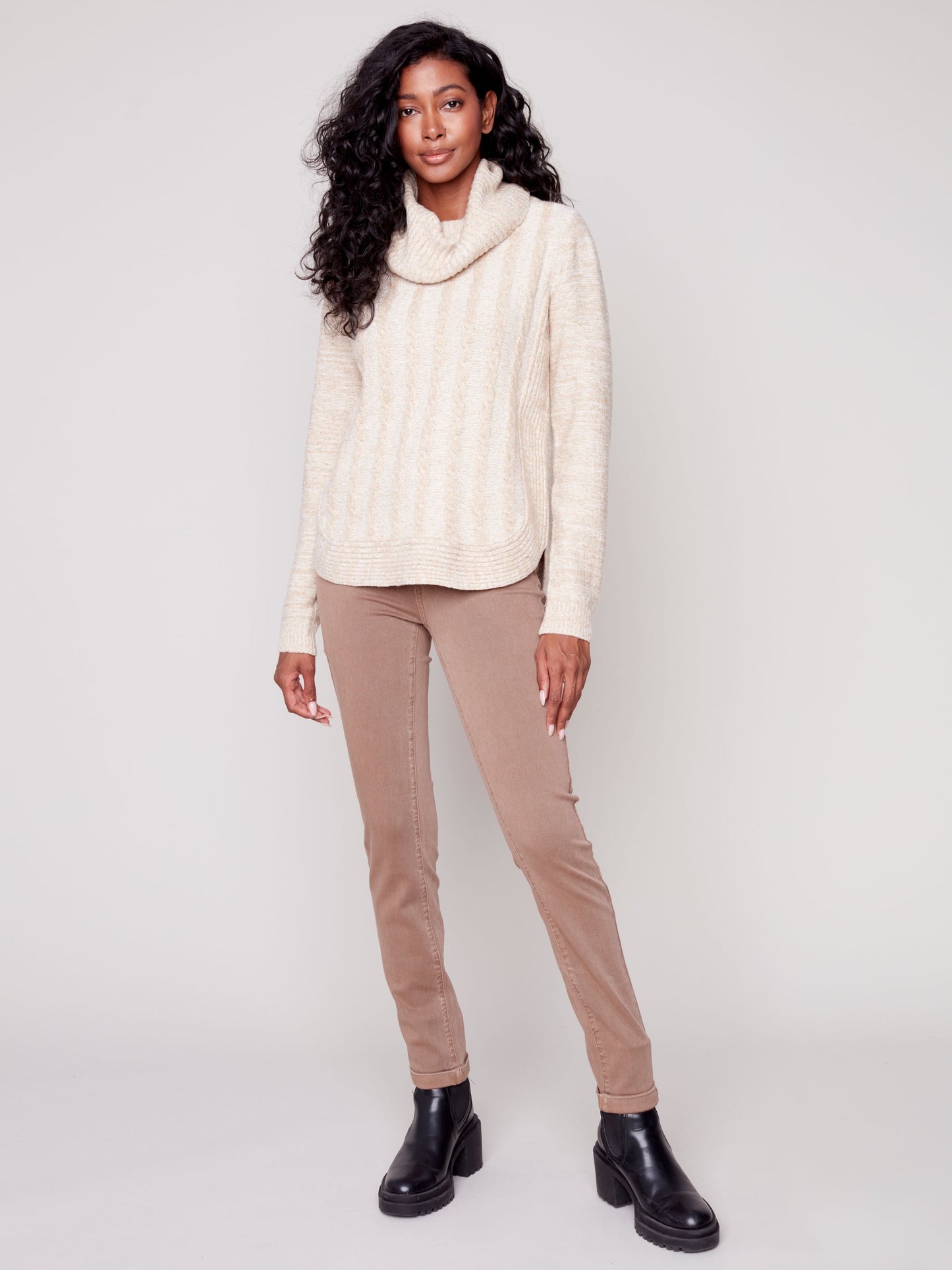CB Cable Knit Two Tone Sweater